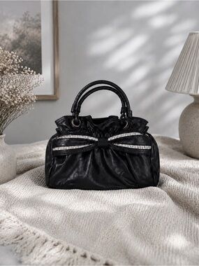 Black Handbag Bow Classic Glam
